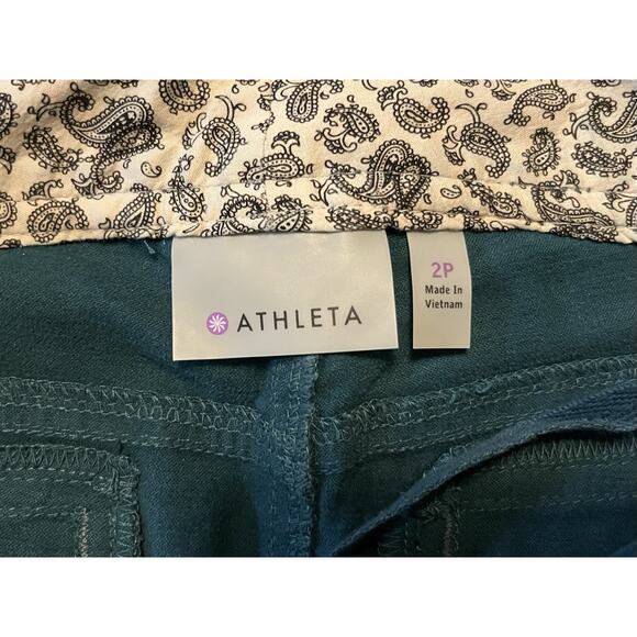 ATHLETA Ridgetrail Pants Women’s 2 Petite Teal Green Cotton Lyocell NWT - Picture 7 of 12